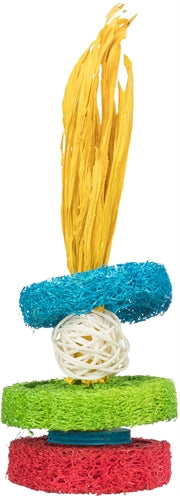 Trixie Luffa Anelli con palla di rattan e disco di legno naturale