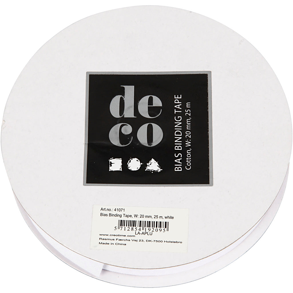 Nastro sbieco Creative Company, l: 20 mm, bianco, 25 m 1 rotolo