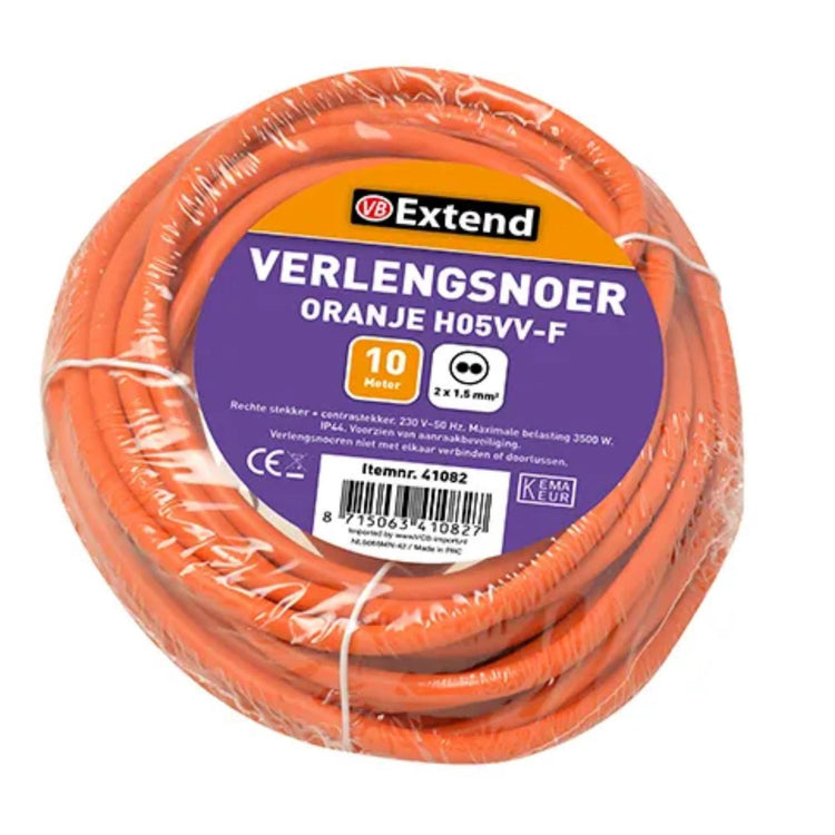 Cable de extensión de 10 m sin conexión a tierra naranja