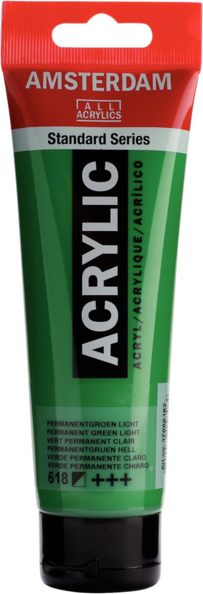 Tubo di vernice acrilica serie standard Amsterdam da 120 ml verde permanente chiaro 618