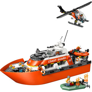 Lego City Exploration 60504 Barca di salvataggio della guardia costiera con elicottero