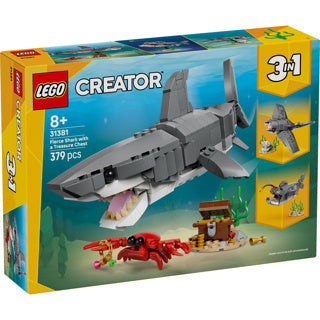 Lego creador 31381 tiburón feroz con cofre del tesoro