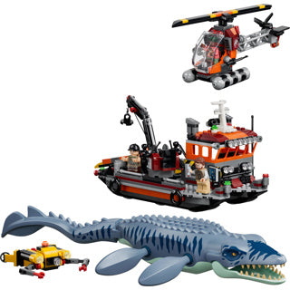 Lego Jurassic World Mosasaurus Boat Attack Dinosauro Giocattolo per Bambini 77983
