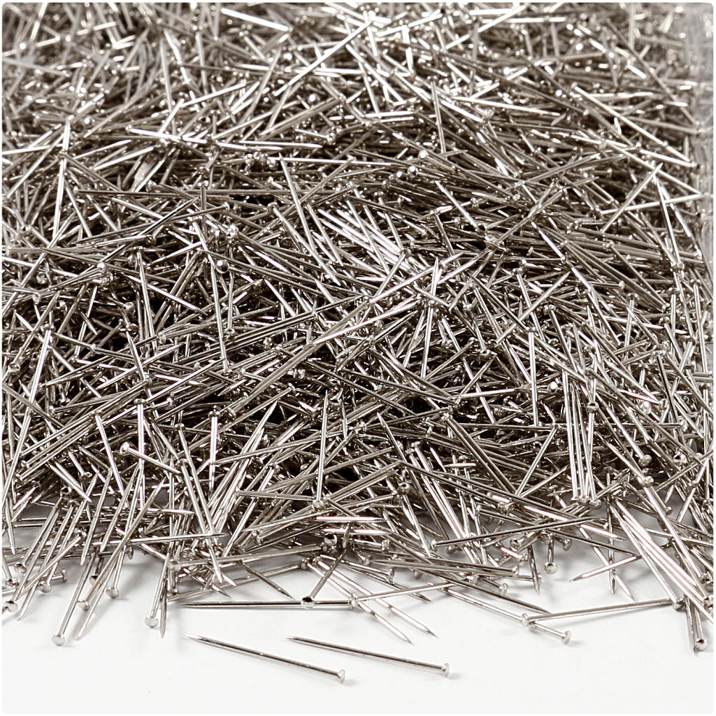 Spille per testa Creative Company, L: 18 mm, spessore 0,6 mm, ca. 10000 pezzi, argento, 500 g 1 scatola