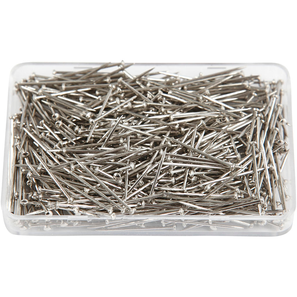 Spille per testa Creative Company, L: 16 mm, spessore 0,65 mm, ca. 500 pezzi, argento, 35 g 1 scatola