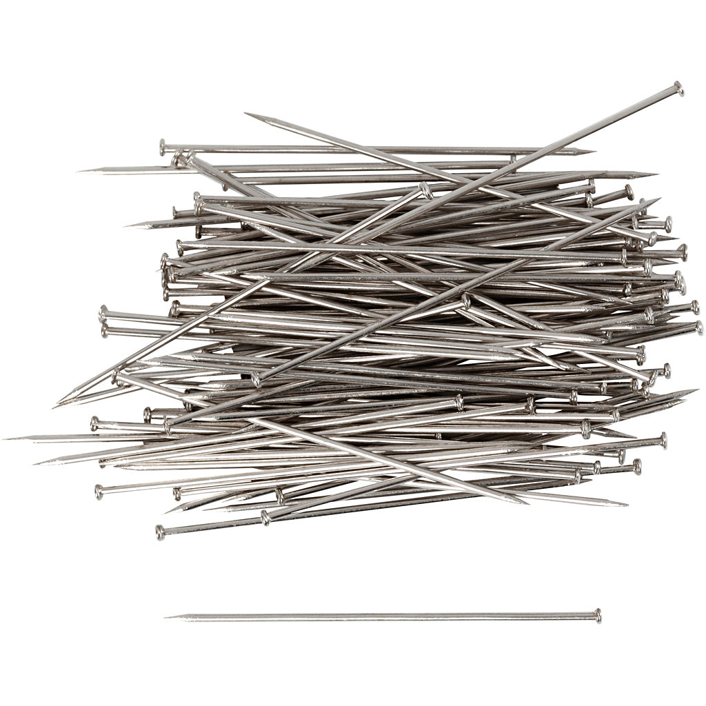 Spille per testa Creative Company, L: 34 mm, spessore 0,6 mm, ca. 600 pezzi, argento, 50 g 1 scatola