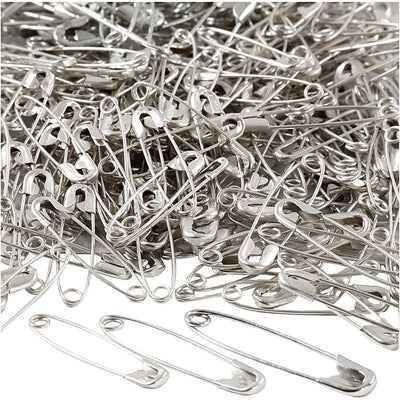 Pins de seguridad de la empresa Creativ, L: 28+31+36 mm, espesor 0.7-0.8 mm, plata, 600 piezas 1 caja