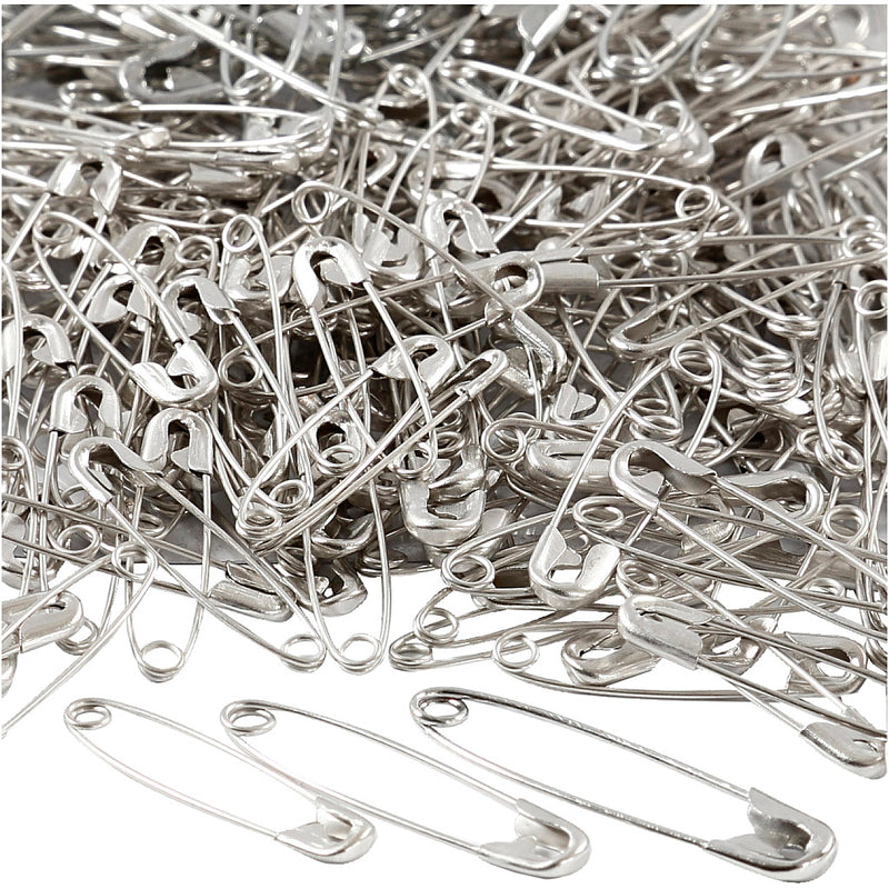 Spille da balia Creative Company, L: 28+31+36 mm, spess. 0,7-0,8 mm, argento, 600 pezzi 1 scatola