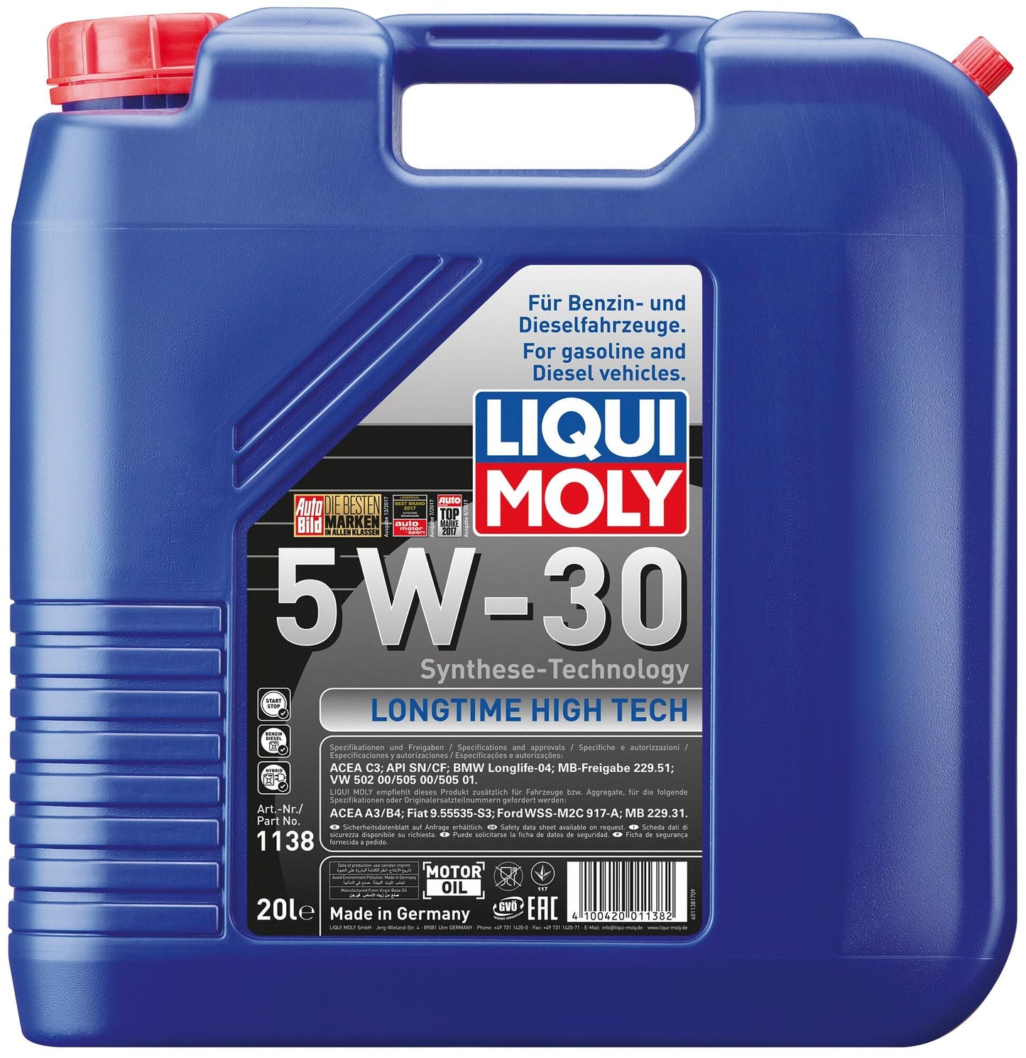 Liqui moly motorolie longtime high tech longtime high tech 5w-30 20 ltr.