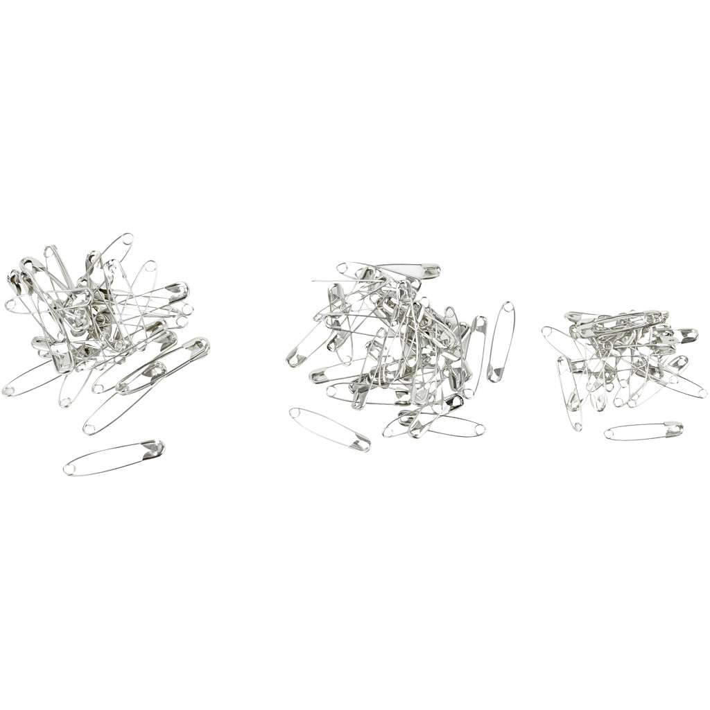 Spille da balia Creative Company, L: 28+31+36 mm, spess. 0,7-0,8 mm, argento, 600 pezzi 1 scatola