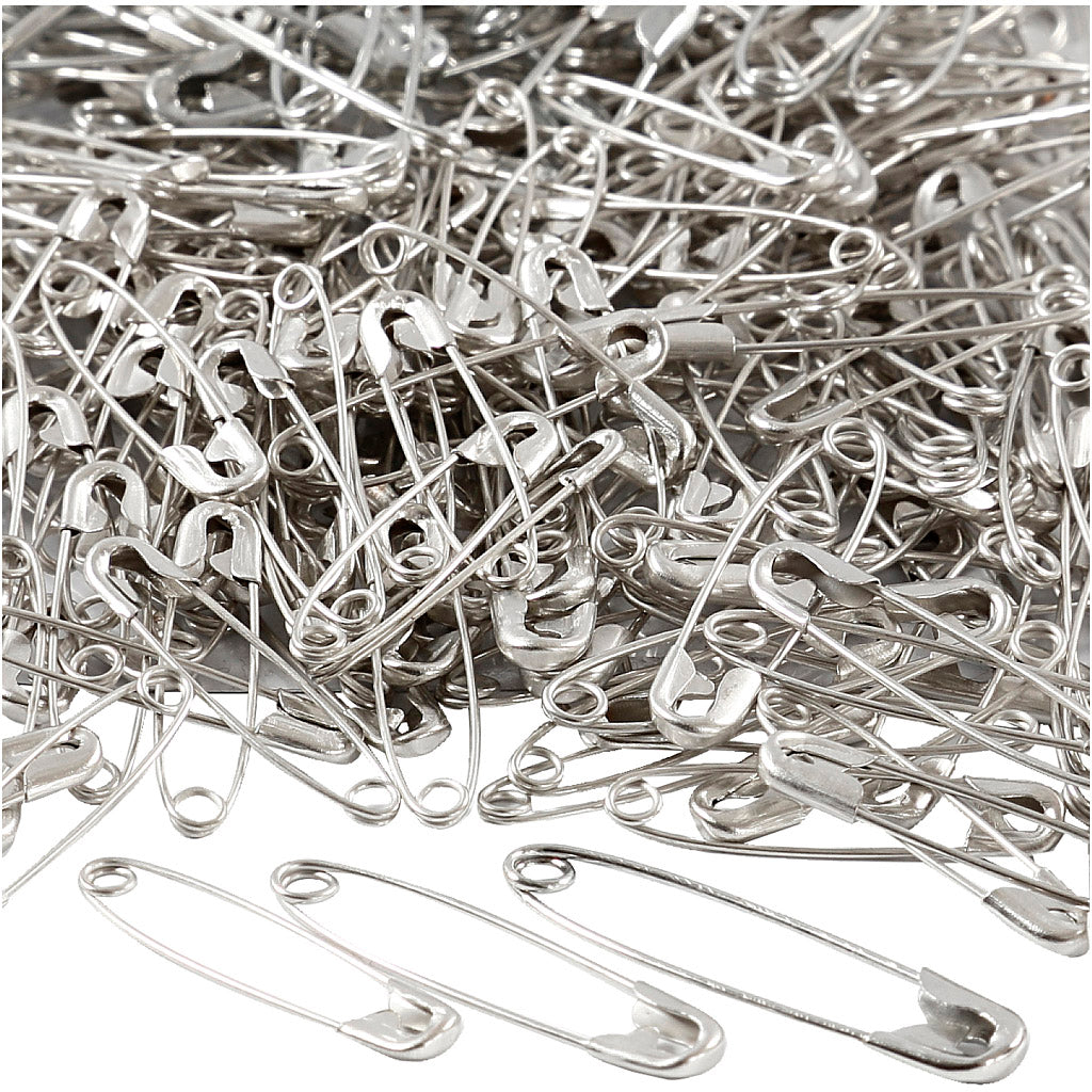 Spille da balia Creative Company, L: 28+31+36 mm, spess. 0,7-0,8 mm, argento, 600 pezzi 1 scatola