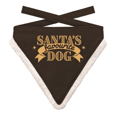 Mentajos de los regalos de Navidad Bandana Santa's Favorite Dog Black