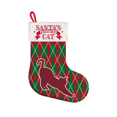Mentajos regalos calcetín navideño de la ventana de gato favorita de Santa rojo blanco