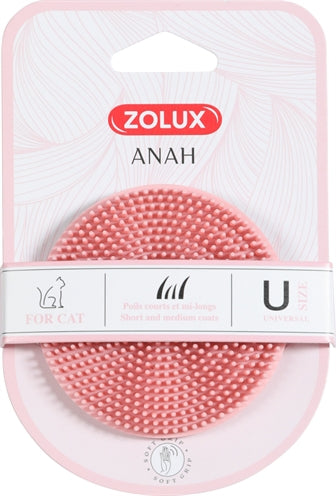 Zolux Anah borstel rond rubber roze