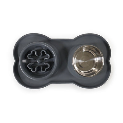 Ciotola alimentare in palissandro che beve il contenitore doppio alimentatore lento silicone