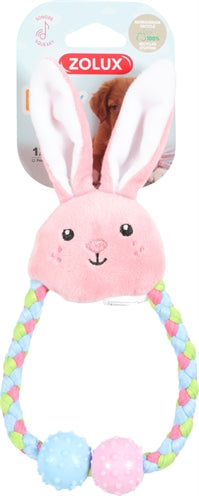 Cucciolo Zolux piccolo coniglio peluche con rosa corda