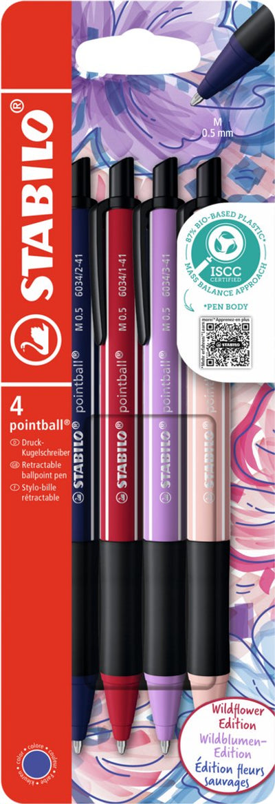 Stabilo pointball - bolígrafo - naturecolors wildflower - recargable - estuche con 4 colores