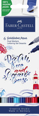 Faber-castell - duo aquarel marker - goldfaber - etui 6 stuks - jungle letteringset - brush 0,6mm - fc-164519