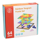 houten tangram puzzel regenboog set, 64dlg. - afbeelding 1