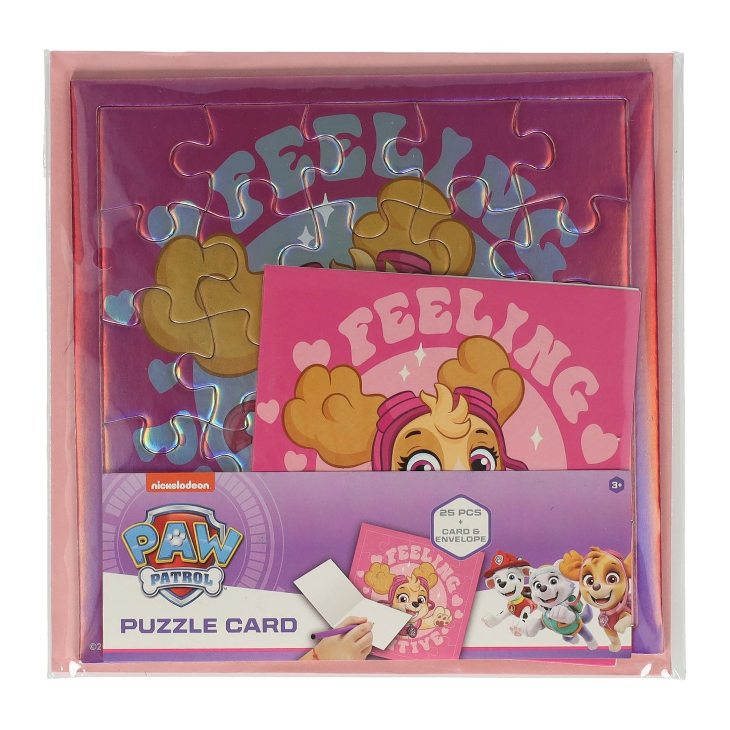 Carta puzzle Paw Patrol carta rosa e busta