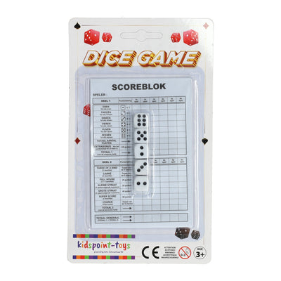 Juego de dados con bloque de puntuación y 5 dados.