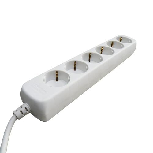 Tafelcontactdoos 6-voudig+r a 5mtr snoer wit 3x1mm