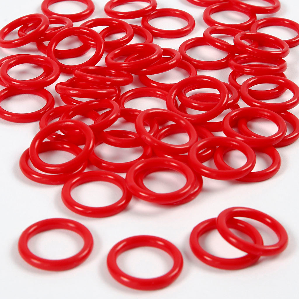 Anello in plastica Creative Company, misura 15 mm, spessore 2 mm, rosso, 50 pezzi 1 scatola