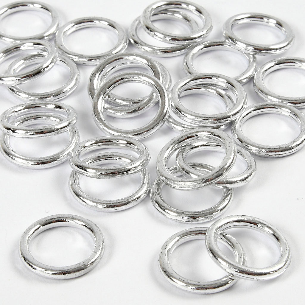 Anello in plastica Creative Company, misura 15 mm, spessore 2 mm, argento, 25 pezzi 1 scatola