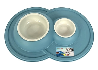 Happy Pet Mad per gli animali domestici che alimentano il vulcano secchio doppio azzurro