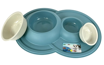 Happy Pet Mad per gli animali domestici che alimentano il vulcano secchio doppio azzurro