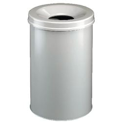 Metalen prullenbak met deksel atlanta 30,9 liter 49,2 x 31,5 cm lichtgrijs