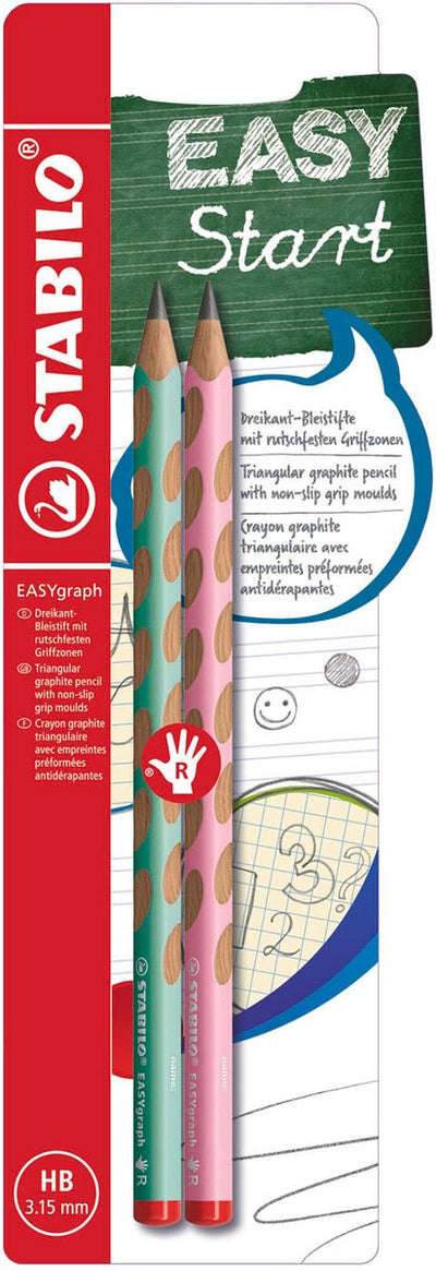 Lápices de grafito diestros Stabilo easygraph pastel hb verde rosa - 2 uds.