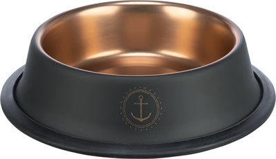 Trixie be nordic voer waterbak rvs rubber zwart brons