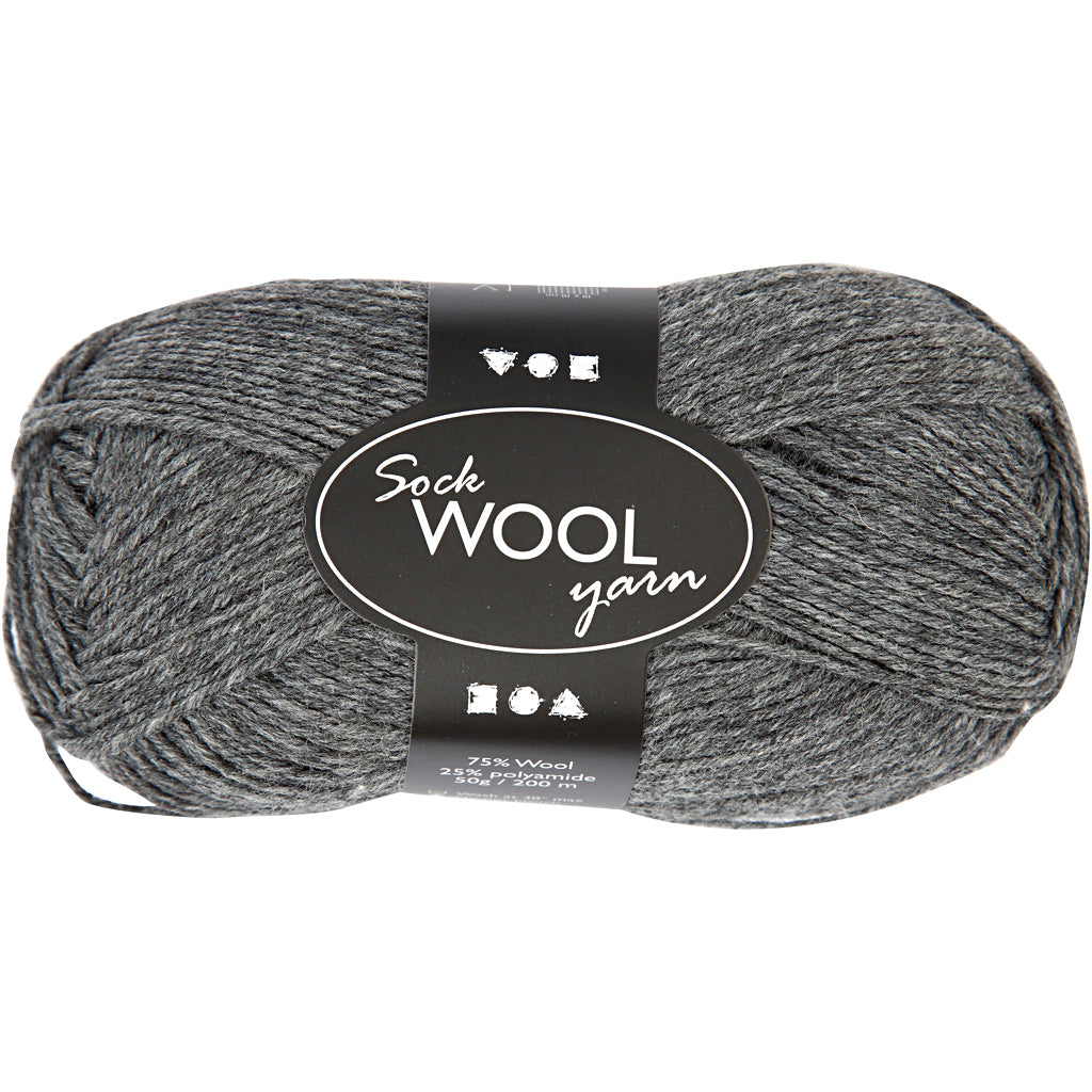 Hilo para calcetines Creativ company, l: 200 m, gris oscuro, 50 g 1 ovillo