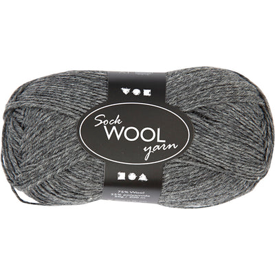 Hilo para calcetines Creativ company, l: 200 m, gris oscuro, 50 g 1 ovillo