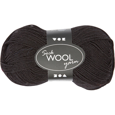Hilo para calcetines Creativ company, l: 200 m, negro, 50 g 1 ovillo