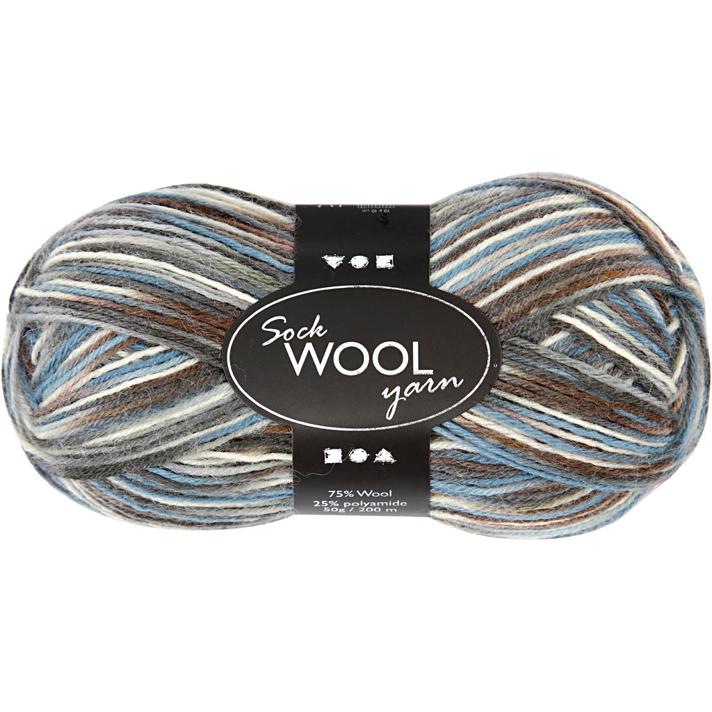 Hilo para calcetines Creativ company, l: 200 m, armonía gris azul, 50 g 1 ovillo