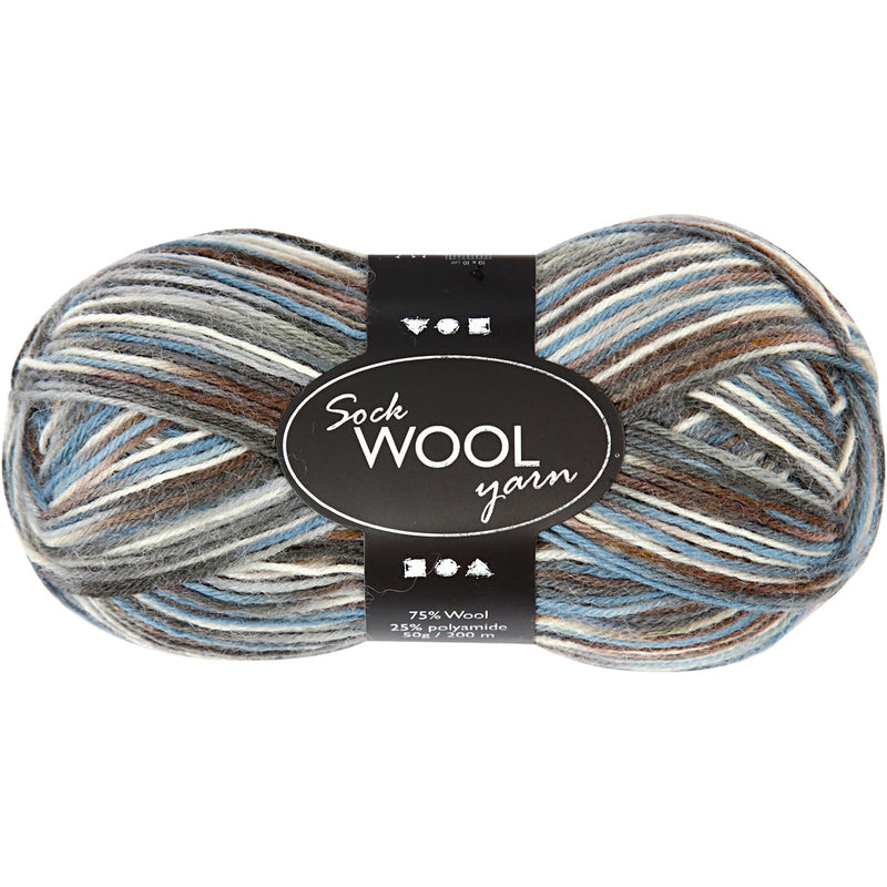 Hilo para calcetines Creativ company, l: 200 m, armonía gris azul, 50 g 1 ovillo