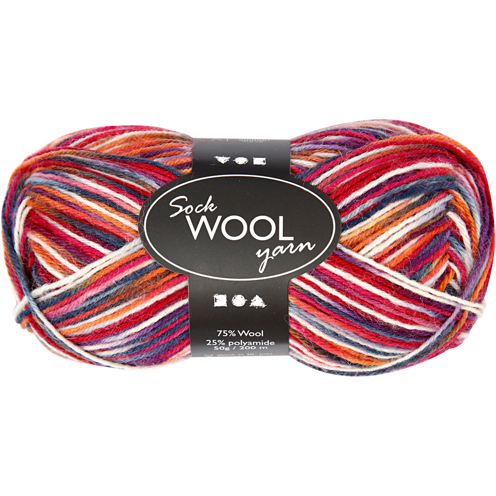Creativ company sokkengaren blauw rood, 200cm