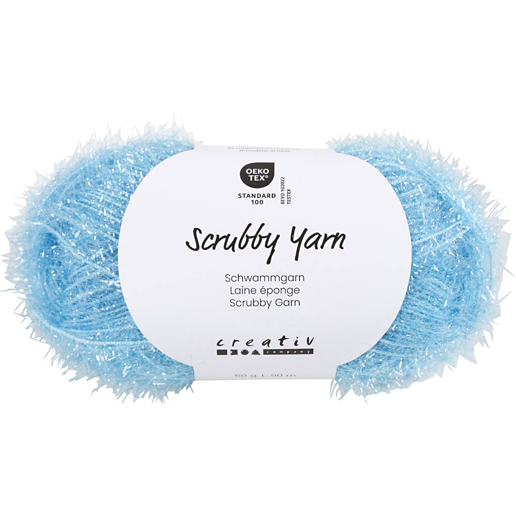 Creativ company hilo de esponja abrasiva, l: 90 m, azul, 50 g 1 ovillo