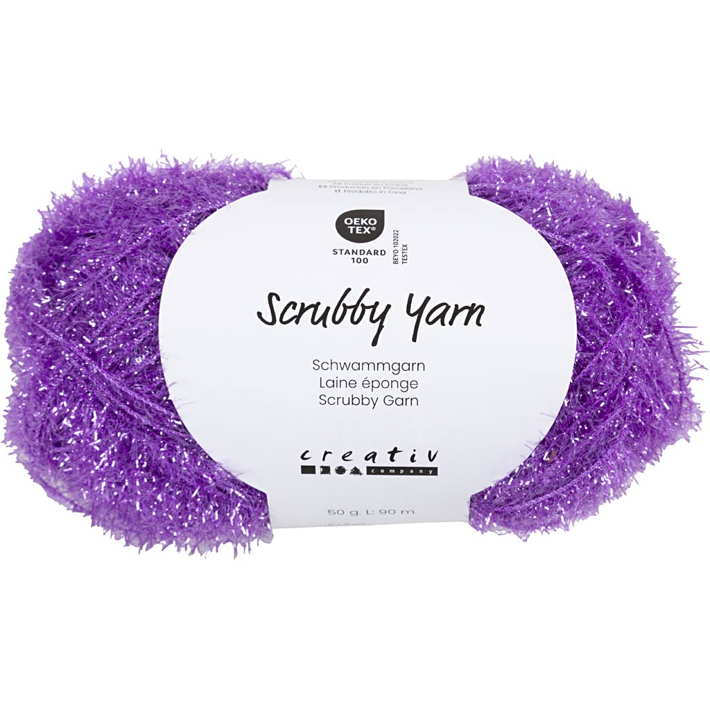 Filato in spugna abrasiva Creative Company, l: 90 m, viola, 50 g 1 gomitolo