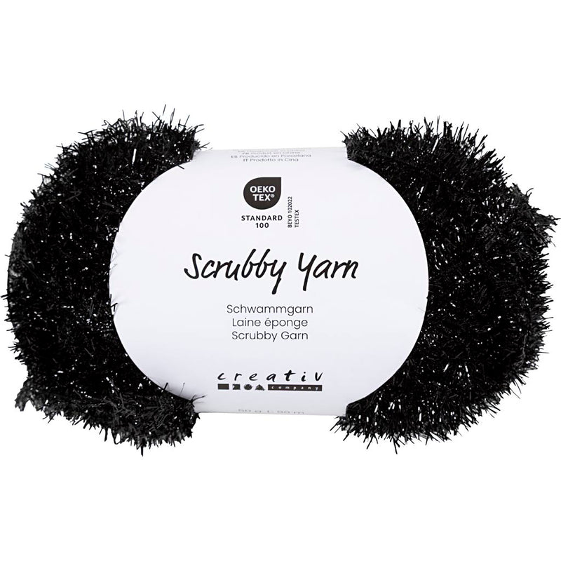 Creativ company hilo de esponja abrasiva, l: 90 m, negro, 50 g 1 ovillo
