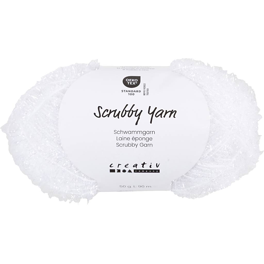 Filato in spugna abrasiva Creative Company, l: 90 m, bianco, 50 g 1 gomitolo