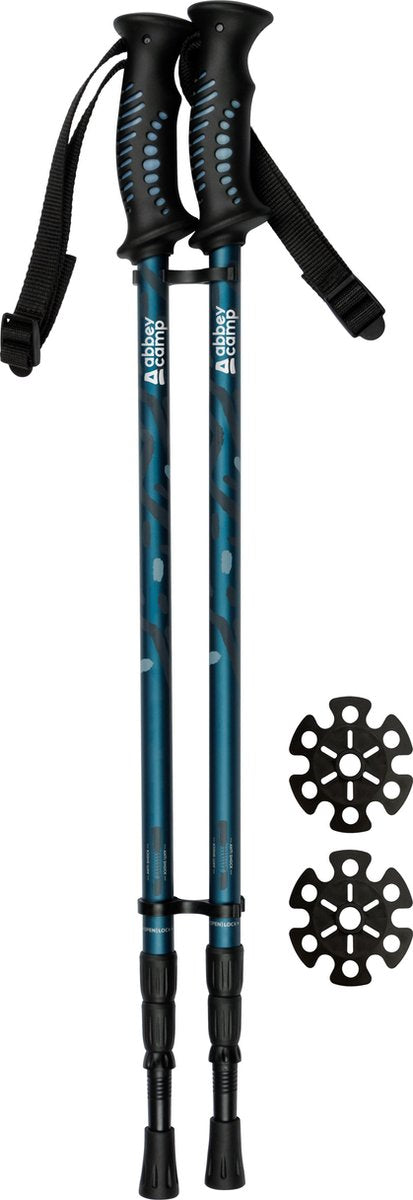 Bastoni da passeggio Abbey Camp telescopici regolabili - anti-shock - coppia - blu