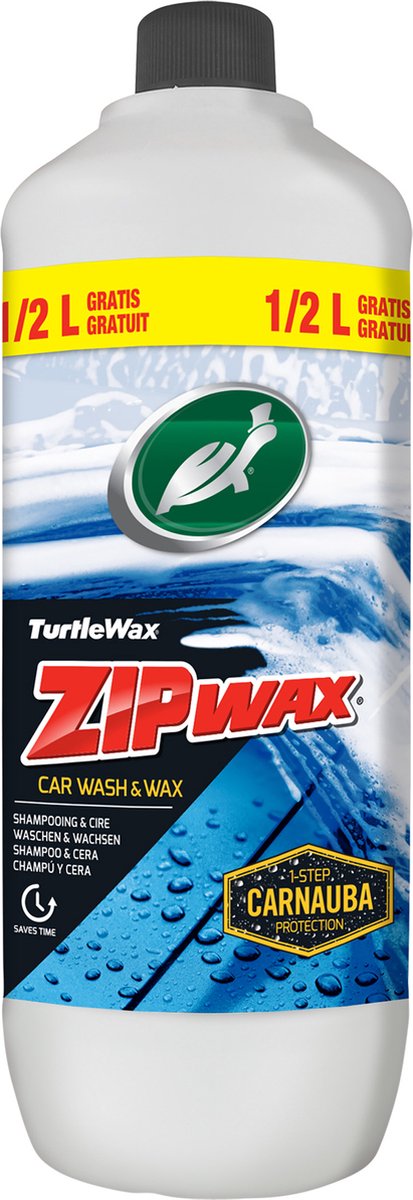 Turtle wax zip wax shampoo - geconcentreerd - reinigt diep glanst - vult de bestaande waxlaag aan - streeploze en vlekvrije afwerking - 1,5 liter