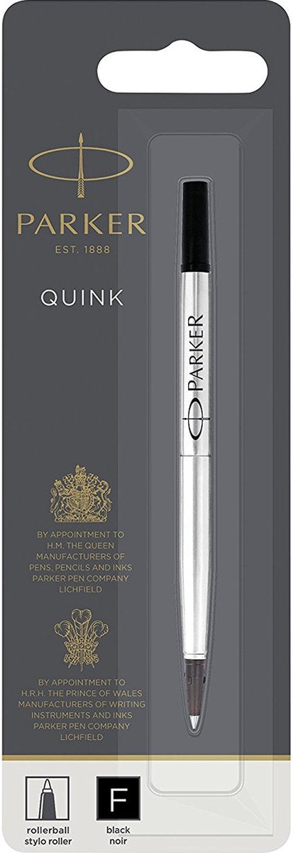 Recambio de tinta para bolígrafo Parker | punto fino | tinta quink negra | 1 pieza