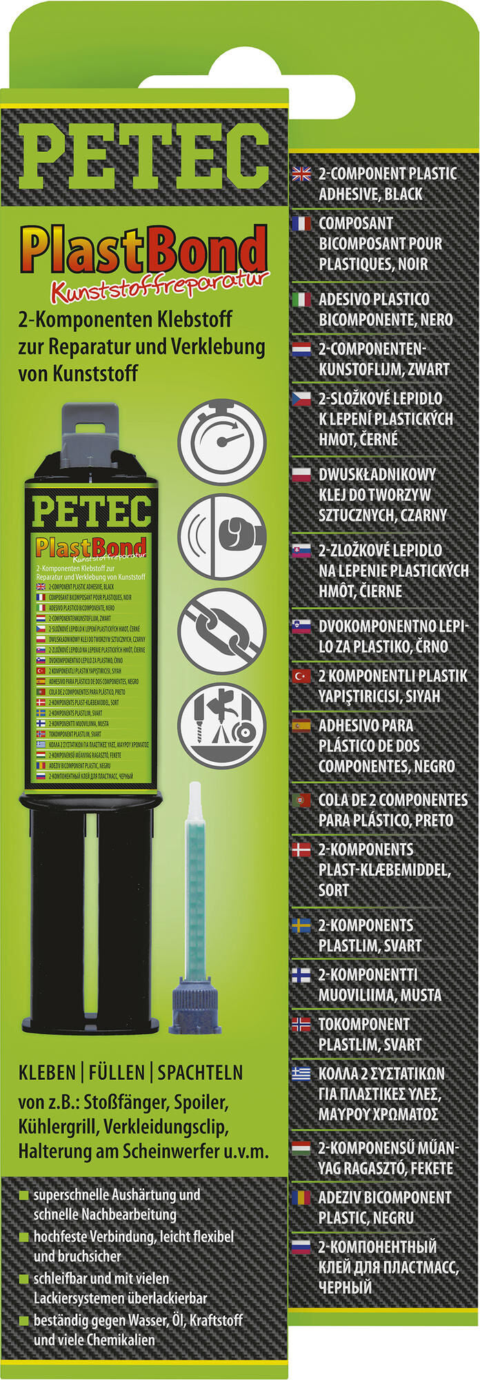 PETEC 2K adhesivo plastbond 24 ml de jeringa doble