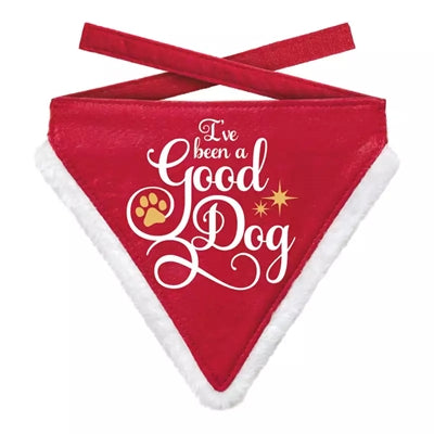 Mually Gifts Bandana de Navidad Good Dog Red