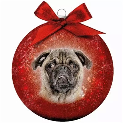 Dely Gifts Bola de Navidad Pug esbelto rojo