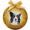 Mually Gifts Bola de Navidad Border Frosted Border Collie Geel